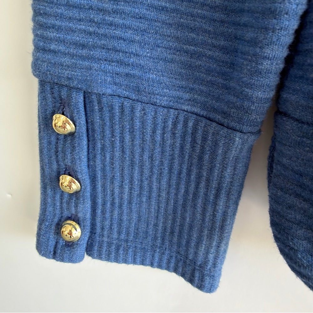 Talbots Ribbed Polo V-Neck Sweater Small Cornflower Blue Cotton Preppy Knit - Picture 12 of 14